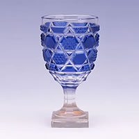 deep blue<br>satsuma cut glass